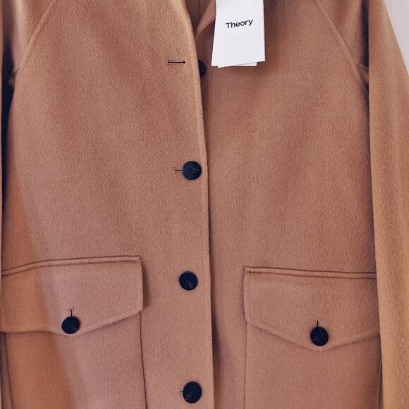 NWT Theory Caban Relaxed Coat in Double-Face Wool-Cashmere Jacket Buckwheat - Picture 6 of 6